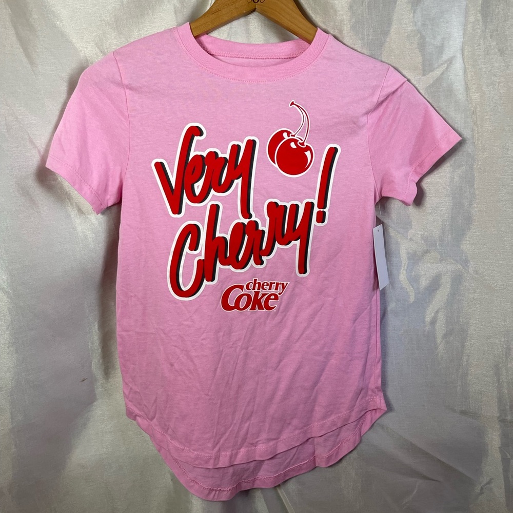 NWT Coca-Cola Cherry Coke Very Cherry Pink Red White Graphic Print Tee Shirt Top